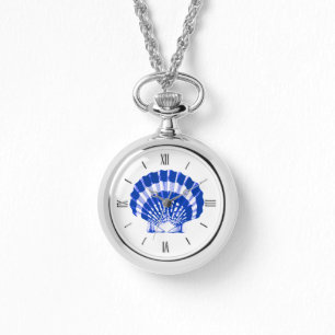 Scallop Shell - cobalt blue and white Watch