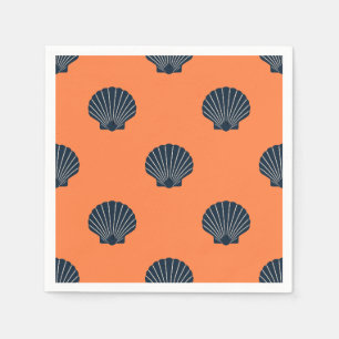 Scallop shell cocktail napkins salmon and navy