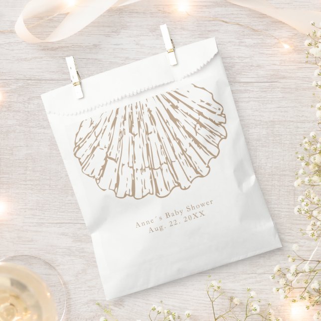 Scallop Shell Elegant Calligraphy Baby Shower Favour Bags (Clipped)