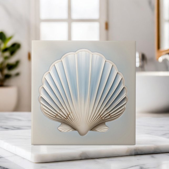 Scallop Shell - Gentle Blue and cream Tile (Creator Uploaded)