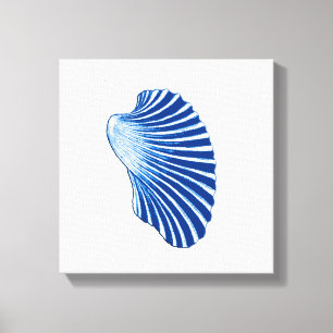 Scallop Shell, Indigo Blue and White Canvas Print