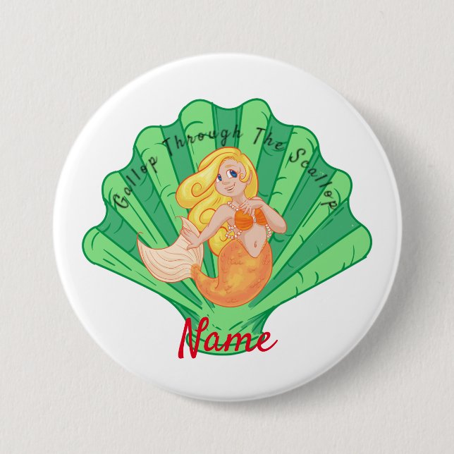 Scallop Shell Mermaid  7.5 Cm Round Badge (Front)