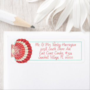 Scallop Shell Red Printed Return Address Labels