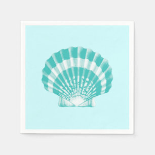 Scallop Shell - soft aqua and white Napkin