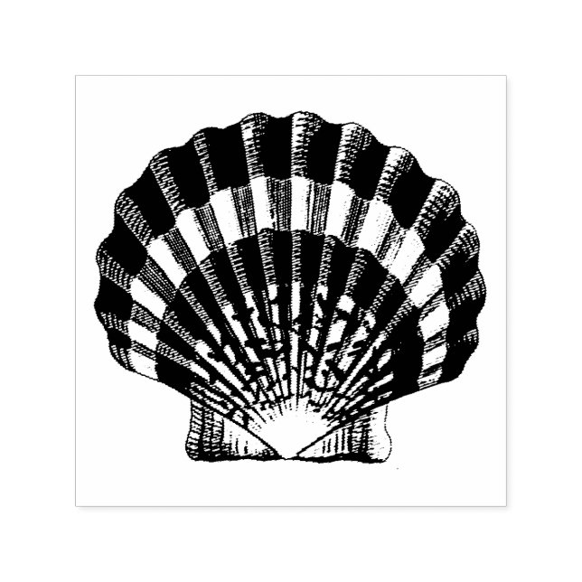 Scallop Shell Vintage Illustration Self-inking Stamp (Design)
