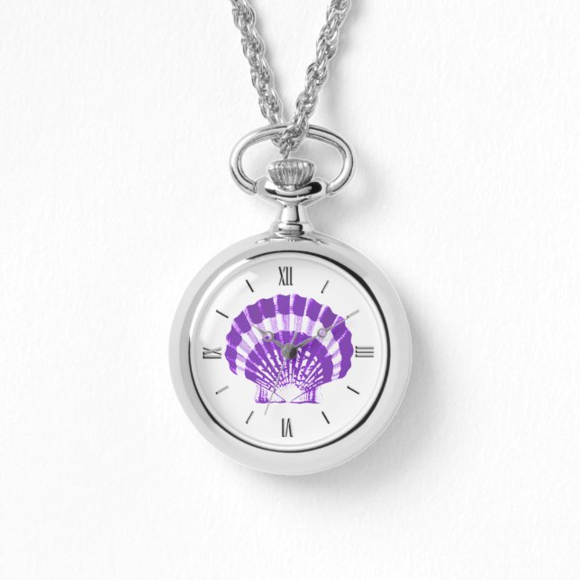 Scallop Shell - violet and white Watch (Front)