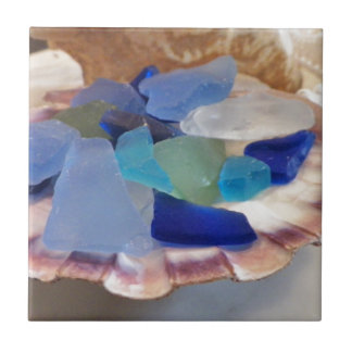 Scallop Shell With Sea Glass Tile