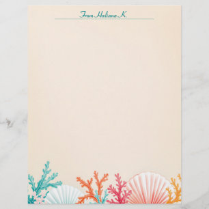 Scallop Shells and Coral Custom Letterhead