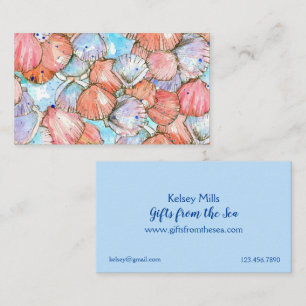 Scallop Shells Seashells Ocean Watercolor Business Card
