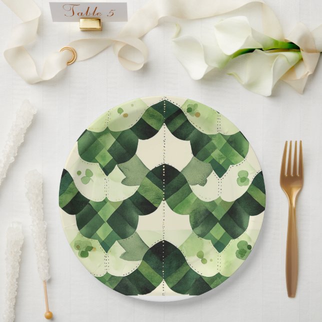 Scallop Watercolor Clover Paper Plate (Wedding)