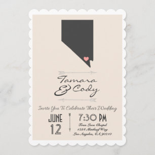 Scalloped Beige Las Vegas Wedding Invitation