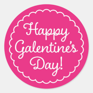 Scalloped Border Galentine's Day Sticker Dark Pink
