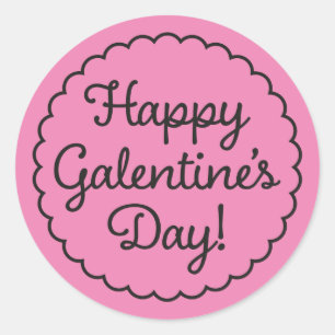 Scalloped Border Galentine's Day Sticker Pale Pink