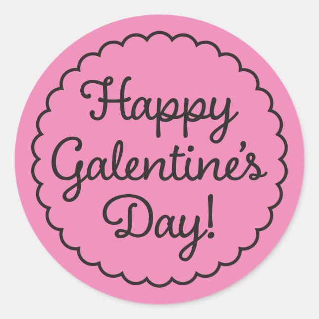 Scalloped Border Galentine's Day Sticker Pale Pink (Front)