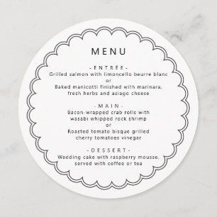 Scalloped Border Modern Round Menu