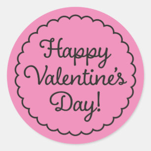 Scalloped Border Valentine's Day Sticker Pink