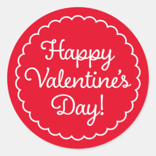 Scalloped Border Valentine's Day Sticker Red