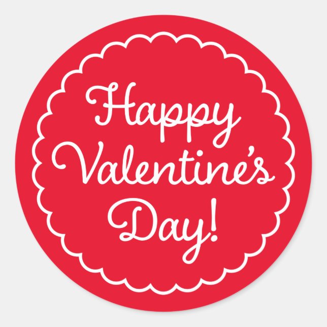 Scalloped Border Valentine's Day Sticker Red (Front)