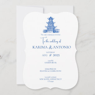 Scalloped Chic-tique Chinoiserie Pagoda Invitation