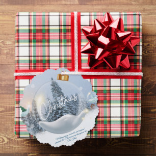 Scalloped Christmas Ornament Card – Dove & Snowy 