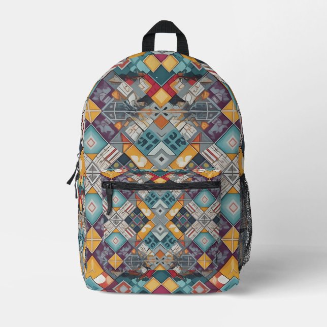 Scalloped Diamond Printed Backpack (Front)