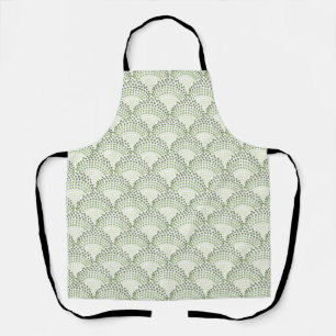 Scalloped Dots Gradient Ombre Green Pattern Apron