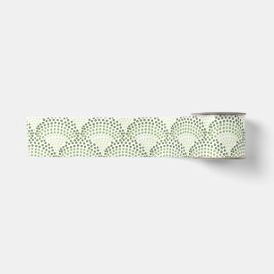 Scalloped Dots Gradient Ombre Green Pattern Satin Ribbon