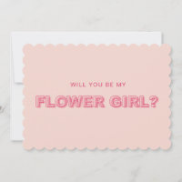 Scalloped edge outline flower girl proposal card
