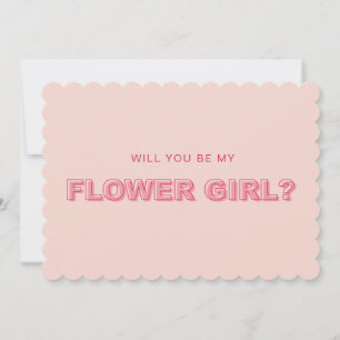 Scalloped edge outline flower girl proposal card