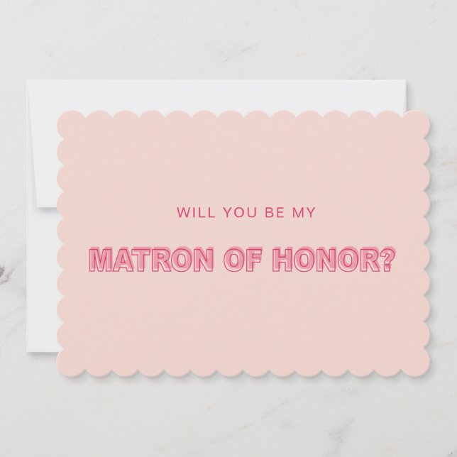 Scalloped edge outline matron of honour card (Front)