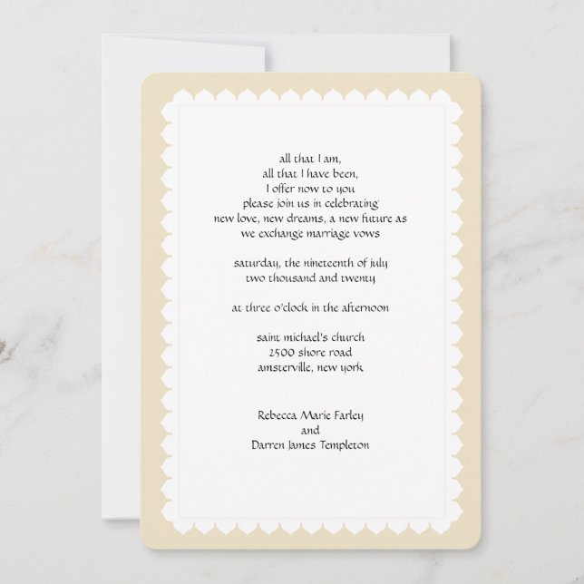 Scalloped Edge Second Marriage Wedding Invitations (Front)