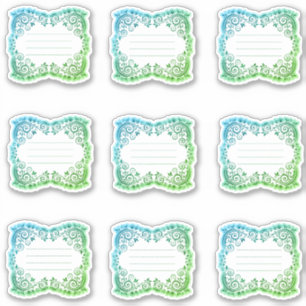 Scalloped filigree lined labels