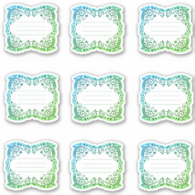 Scalloped filigree lined labels (Front)