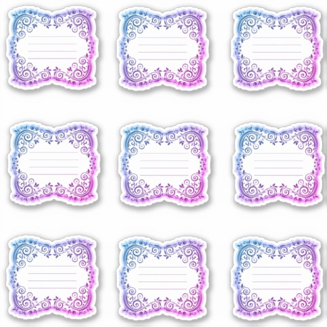 Scalloped filigree lined labels (Front)
