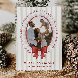 Scalloped Frame + Bow Holiday Photo Card