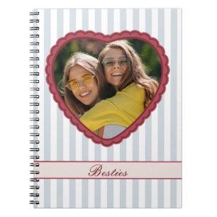 Scalloped Heart Custom Photo & Text Best Friends Notebook
