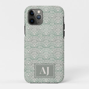 Scalloped Ocean Waves iPhone Case with Initials