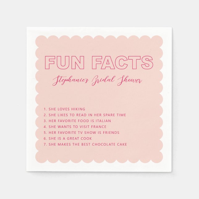 Scalloped Outline Bold Text Fun Fact Napkin (Front)