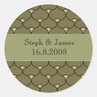 Scalloped personalised wedding stickers