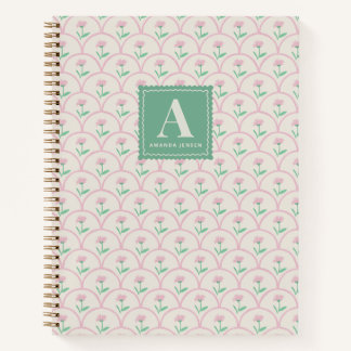 Scalloped Pink Floral Personalised Notebook