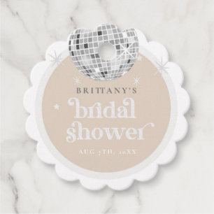 Scalloped Silver Retro Disco Groovy Bridal Shower  Favour Tags