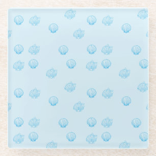 Scallops Outline Minimalism Glass Coaster