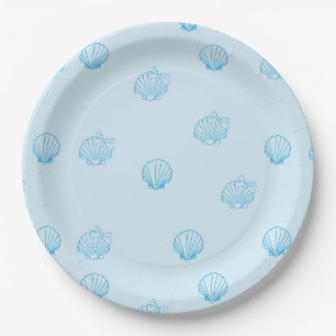 Scallops Outline Minimalism Paper Plate