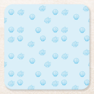Scallops Outline Minimalism Square Paper Coaster
