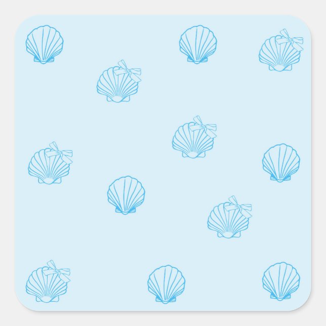 Scallops Outline Minimalism Square Sticker (Front)