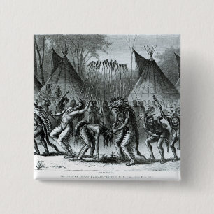 Scalp Dance from 'Sketches of Indian Warfare' 15 Cm Square Badge