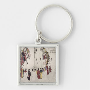 Scalp dance or victory dance (ink on paper) key ring