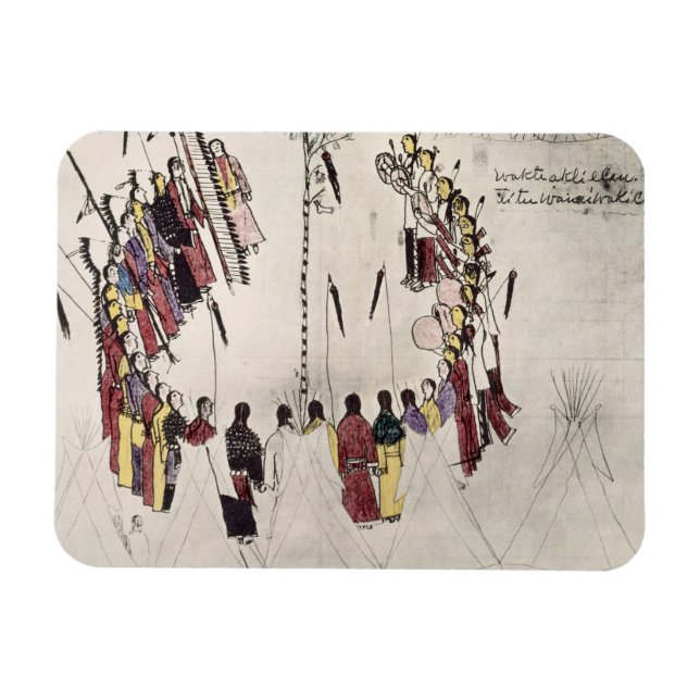 Scalp dance or victory dance (ink on paper) magnet (Horizontal)