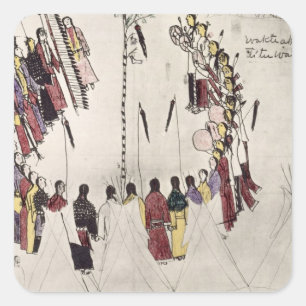 Scalp dance or victory dance (ink on paper) square sticker