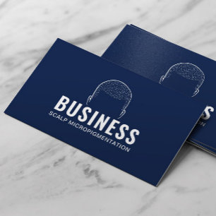 Scalp Micropigmentation Hair Tattoo Navy Blue Business Card